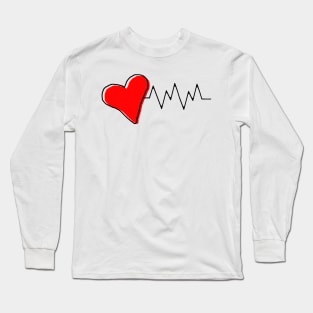 Red heart with pulse Long Sleeve T-Shirt